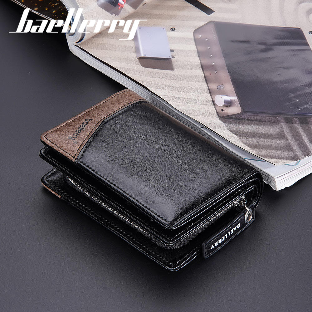 New Style Original Leather Mens Hand Bags Money Clip Slim Wallet Man